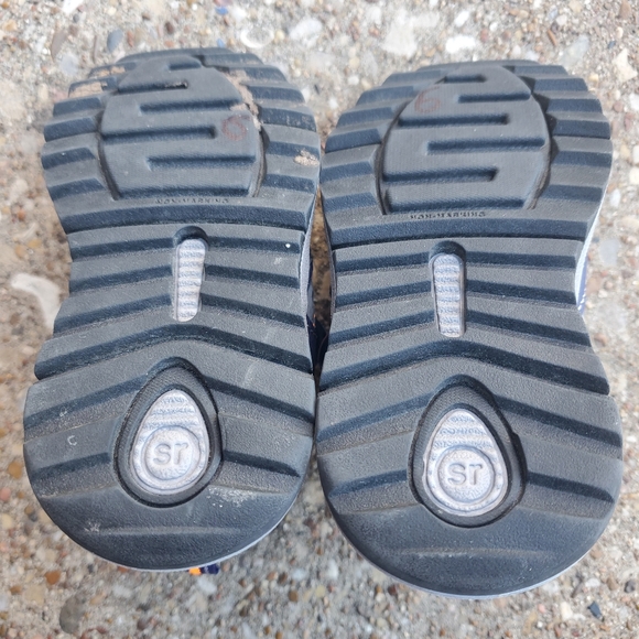 Stride Rite Made 2 Play Memory Foam Xander Baby Sneakers 5 Grey Blue Orange - Picture 6 of 8